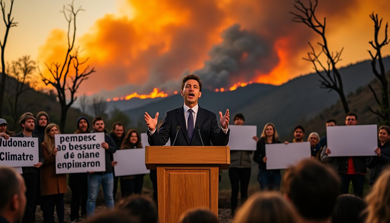 le premier ministre espagnol annonce son soutien à un 'pacte climatique' lors de sa visite dans une région récemment ravagée par des incendies, soulignant l'engagement du gouvernement contre le changement climatique et pour la protection des zones affectées.